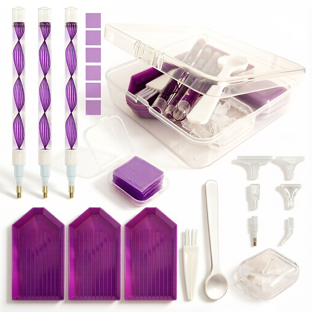 Photography Techniques - DIY Diamantmalerei Werkzeugset 4-Farben-Aufbewahrungsbox mit Tablett