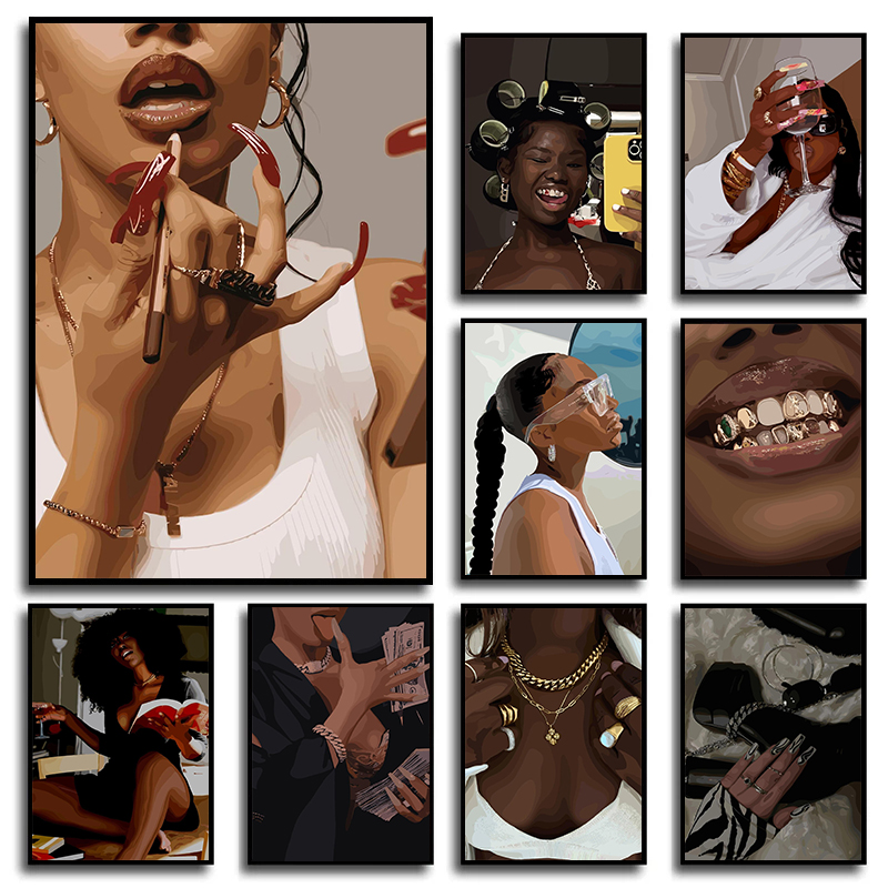 Photography Trend - Moderne Afroamerikanische Schwarze Frau Modeporträt Poster