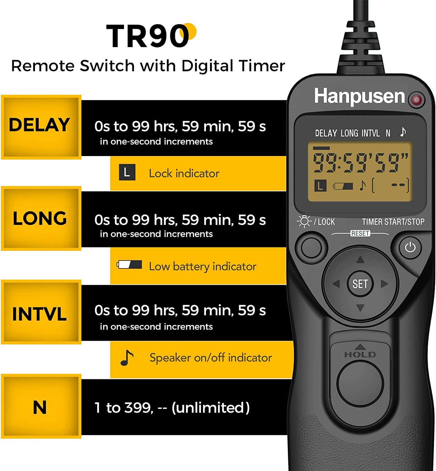 Timelapse Controller - Hanpusen TR90 Kamera Zeitraffer-Intervallometer LCD-Timer Fernbedienung