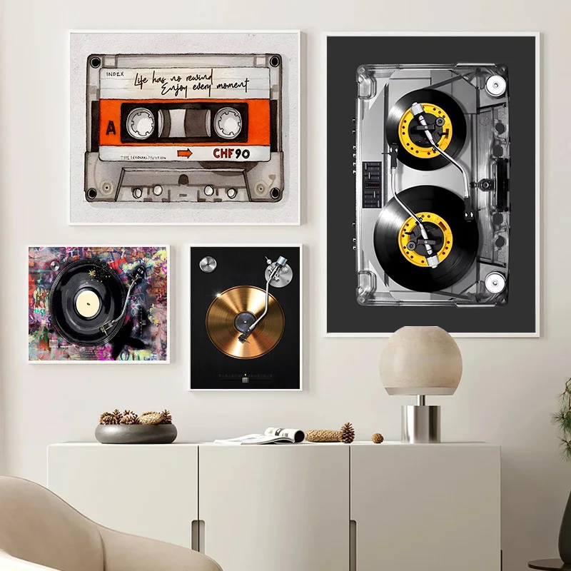 Photography Trend - Kassetten-DJ-Plattenspieler Leinwandposter Einzigartige Modedrucke Wandkunst Gemälde