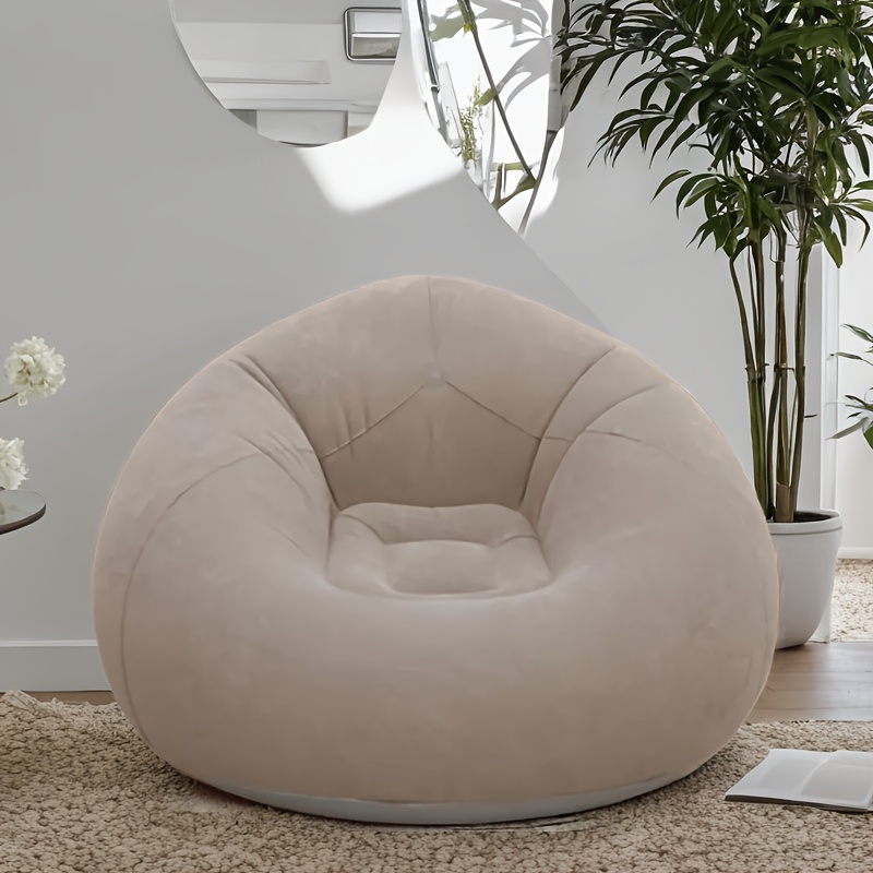 Photography Zone - Flockter aufblasbarer PVC-Sofastuhl – tragbares Lounge-Bett