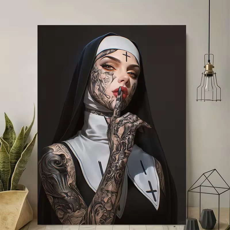 Fashion Girl Tattoo Nun Leinwa – Photography Trend Bewertung und Preis